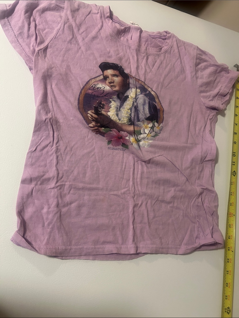 Lavender Graphic Tee with Floral Print - Women Tops straight from Hawaii Elvis